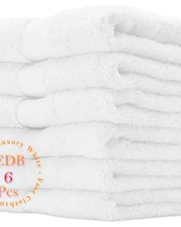 Pack of 6 Luxury White Face Cloth Towels 100% Egyptian Cotton Soft Flannel Wash Cloths Towel