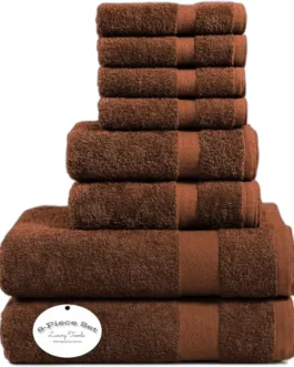 Luxury 4 Face Cloths, 2 Hand Towels, 2 Bath Towels- Super Soft 8 Piece 600GSM Towel Bale